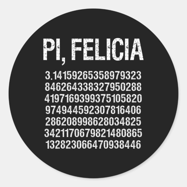 Sticker Rond Pi Felicia Joyeux Pi Day (Devant)