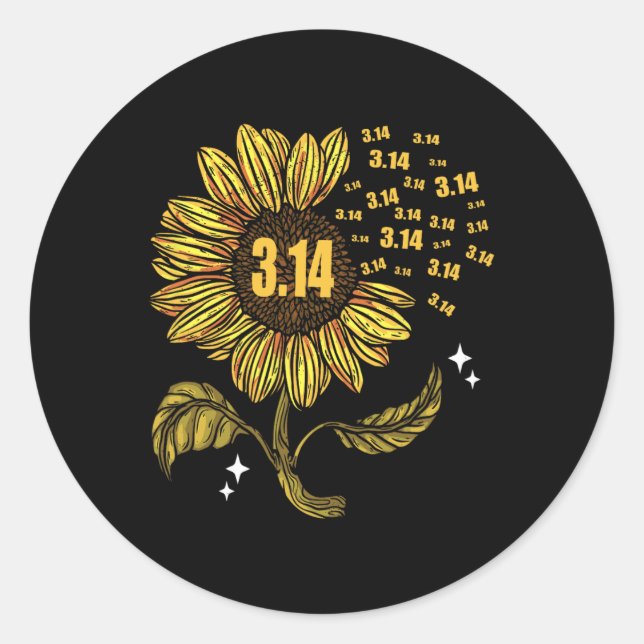 Sticker Rond Pi Jour 3.14 Numéro Symbole Pour Enseignant Math (Devant)