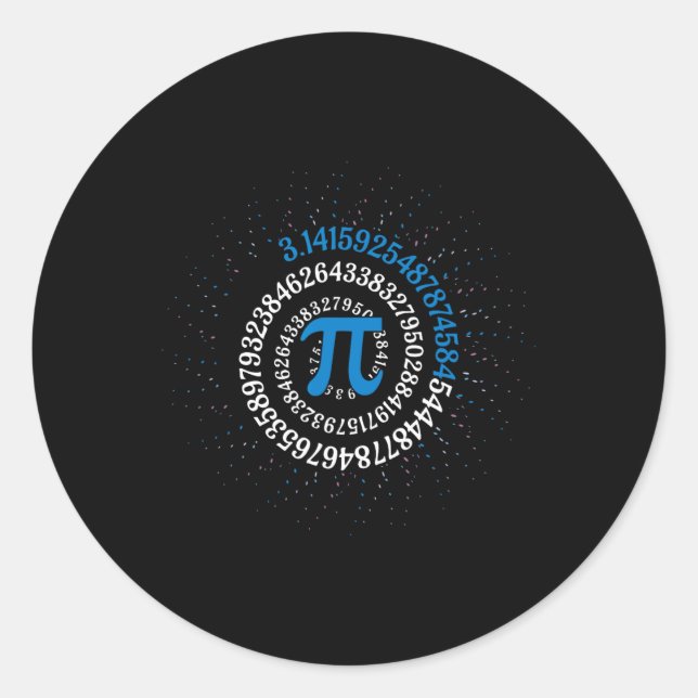 Sticker Rond Pi Jour Math Geek Nerd 3.1415 Numéro Irrationnel P (Devant)
