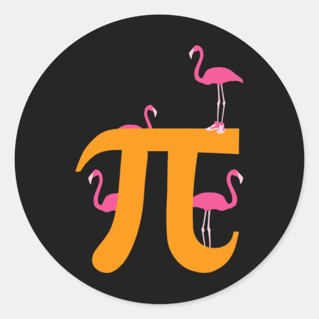 Sticker Rond Pi Math Funny Pi Day 3.14 Math Funny Flamant rose  (Devant)