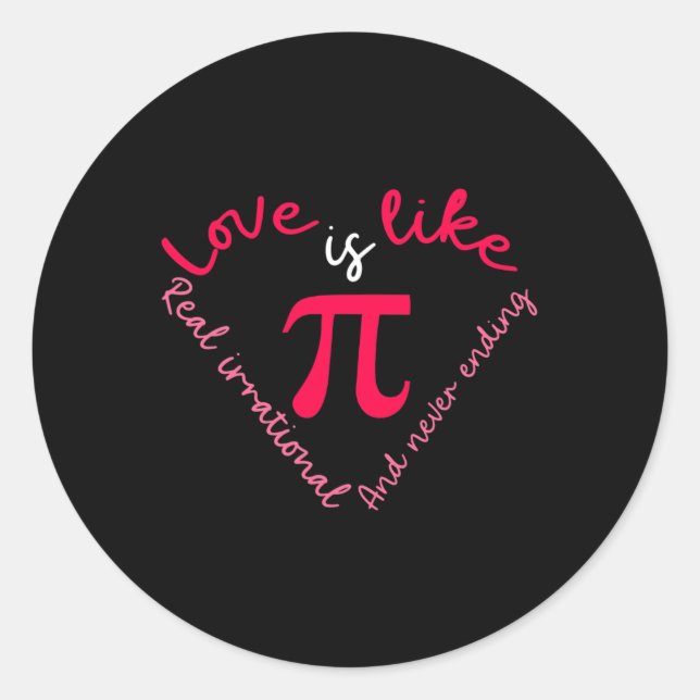 Sticker Rond Pi Math Science Pi Day Saint Valentin (Devant)