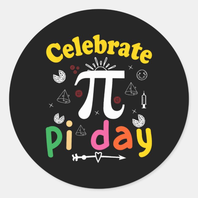 Sticker Rond Pi Math Science Stem Don 3.14 Pi Jour 1 (Devant)