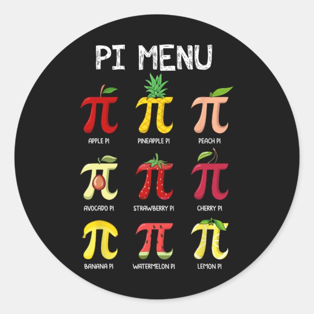 Sticker Rond Pi Menu Pie Mathématiques Jour Mathématiques Mathé (Devant)