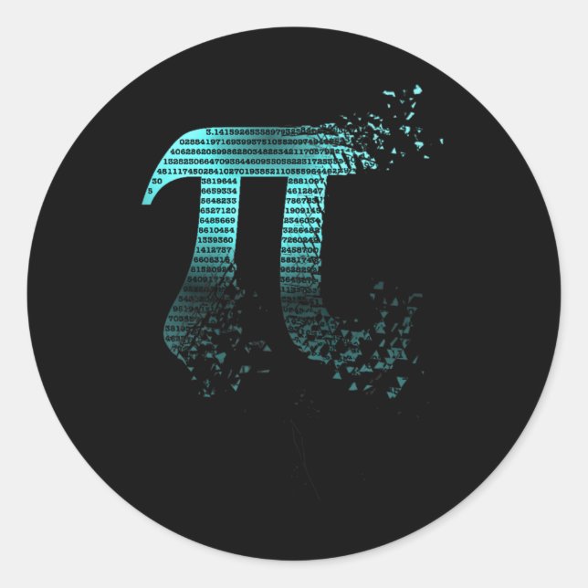 Sticker Rond Pi Shatter Turquoise Designer Pi Day Premium (Devant)