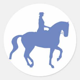 Sticker Rond Piaffe Dressage Horse et Rider (bleu)