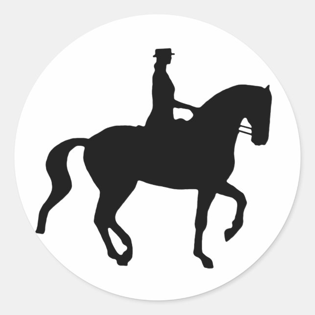 Sticker Rond Piaffe Dressage Horse et Rider (noir) (Devant)