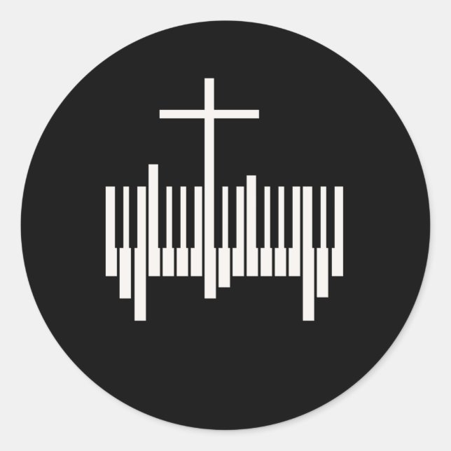 Sticker Rond Pianiste chrétien Musique religieuse Lord Piano (Devant)