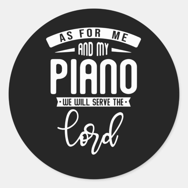 Sticker Rond Pianiste chrétien Musique religieuse Lord Piano Pl (Devant)