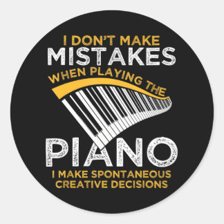 Sticker Rond Pianiste de clavier musicien de musique Piano