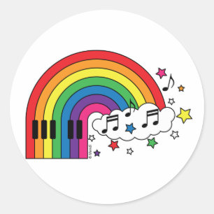 Sticker Rond Piano arc-en-ciel