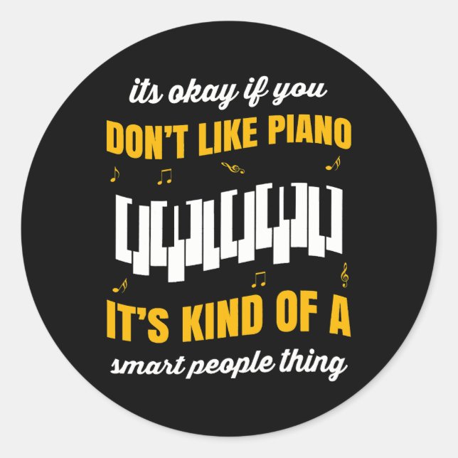 Sticker Rond Piano cadeau pour orchestre musiciens instrument d (Devant)