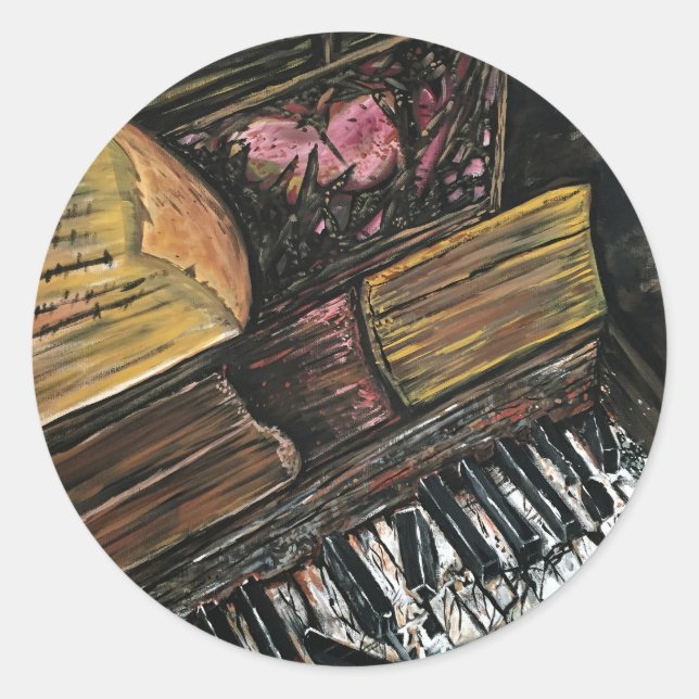 Sticker Rond Piano cassé (Devant)