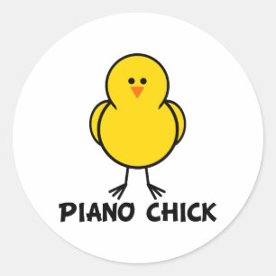 Sticker Rond Piano Chick