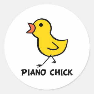 Sticker Rond Piano Chick