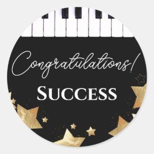 Sticker Rond Piano Exam Succès Félicitations Enseignant