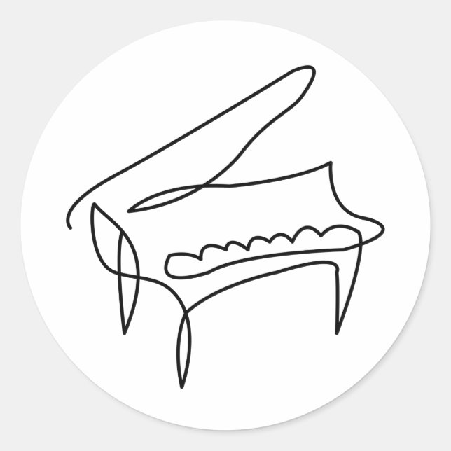 Sticker Rond Piano Grand Piano Ligne Simple Dessin Classic Roun (Devant)