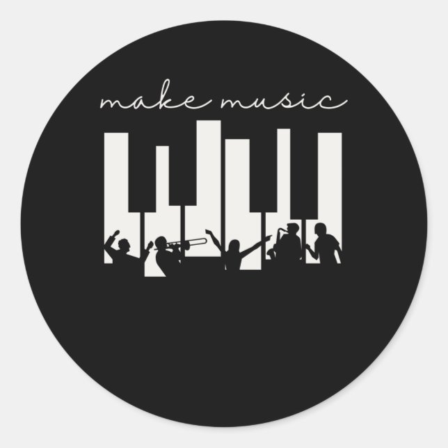 Sticker Rond Piano Keys Musician Band Orchestra Music Teacher (Devant)