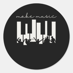 Sticker Rond Piano Keys Musician Band Orchestra Music Teacher