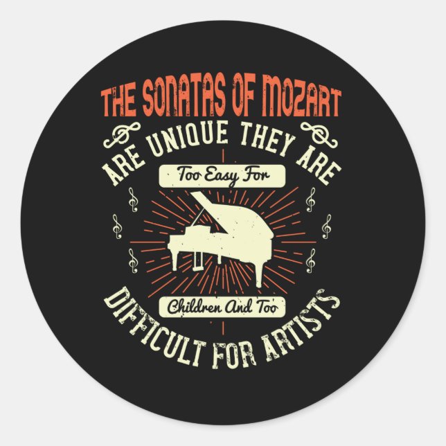 Sticker Rond Piano - Les Sonatas De Mozart (Devant)