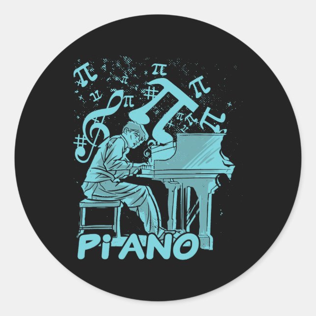 Sticker Rond Piano Pi 3.14 Jour Symbole Math Science Musique Pu (Devant)