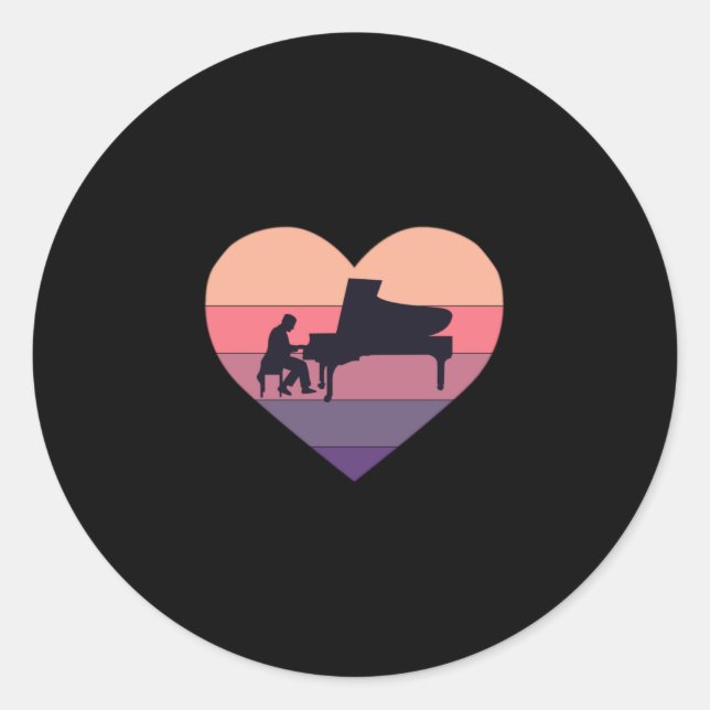 Sticker Rond Piano Piano Piano Piano Piano Grand Piano (Devant)