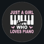 Sticker Rond Piano Player Piano Girl Pianist femme Pianist<br><div class="desc">Piano Player Piano Girl Pianist femme Pianist</div>