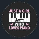 Sticker Rond Piano Player Piano Girl Pianist femme Pianist<br><div class="desc">Piano Player Piano Girl Pianist femme Pianist</div>