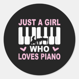 Sticker Rond Piano Player Piano Girl Pianist femme Pianist