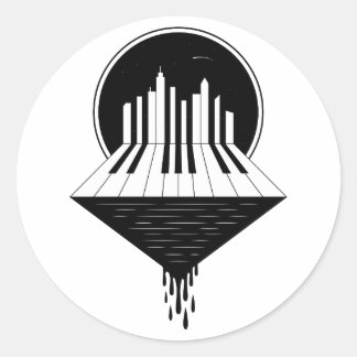Sticker Rond Piano Skyline