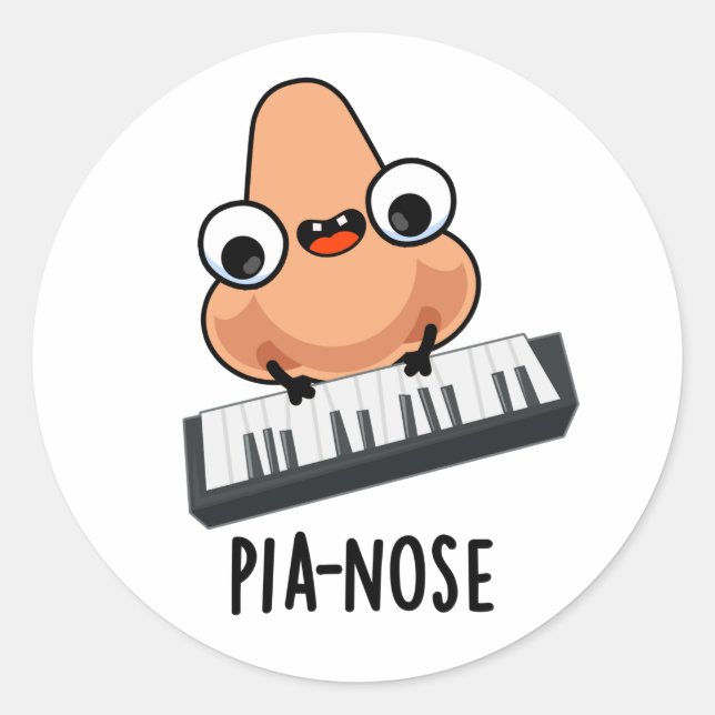 Sticker Rond Pianose Funny Piano Nez Pun (Devant)