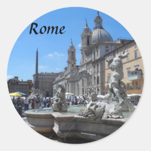 Sticker Rond Piazza Navona- Rome, Italie