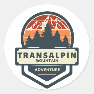 Sticker Rond Pic de montagne de Transalpina escalade et randonn