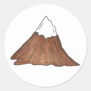 Sticker Rond Pic de montagne enneigé Camping Randonnée Nature