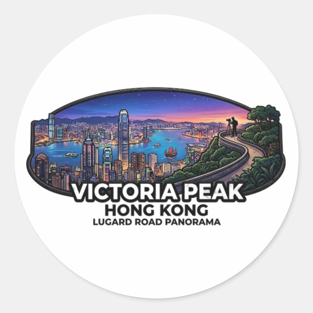 STICKER ROND PIC DE VICTORIA HONG KONG (Devant)