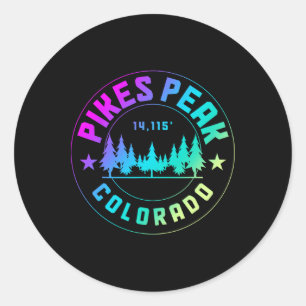 Sticker Rond Pic Pikes Colorado Randonnée Montagne Vintage