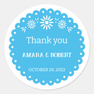 STICKER ROND PICADO MERCI PICADO BLEU MEXICAIN