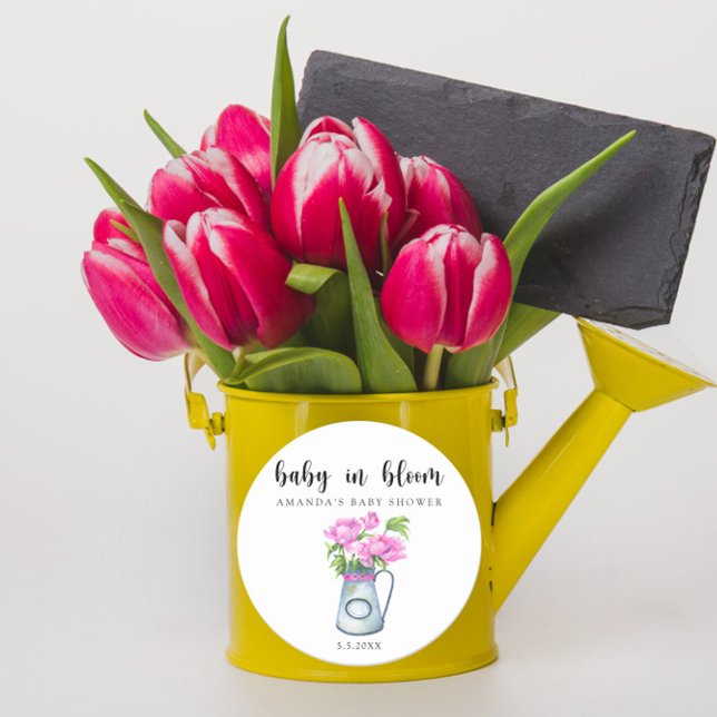 Sticker Rond Pichet aquarelle de fleurs - bébé en fleurs  (Créateur téléchargé)