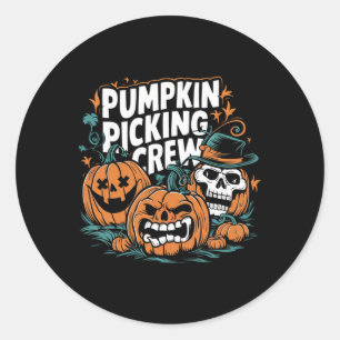 Sticker Rond Picking Crew Funny Citrouille Patch Costume d'Hall