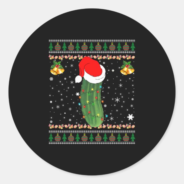 Sticker Rond Pickle de Noël - Douceur moche J'ai trouvé Pickle (Devant)