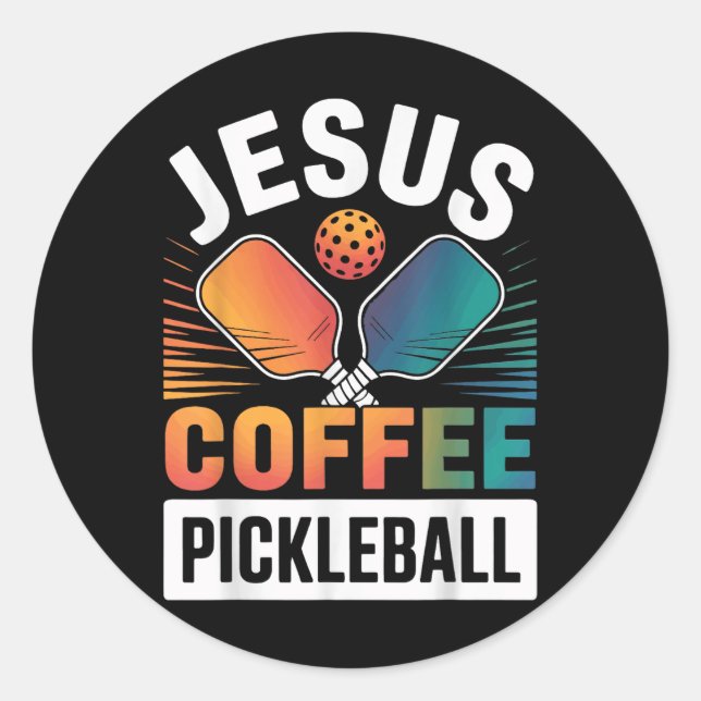 Sticker Rond Pickleball à café Jésus (Devant)