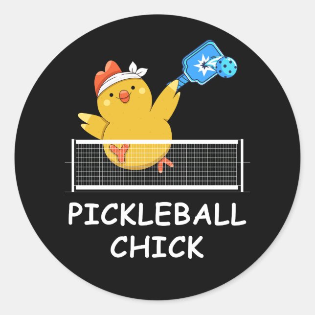 Sticker Rond Pickleball Chick drôle Retraite Hommes retraités F (Devant)