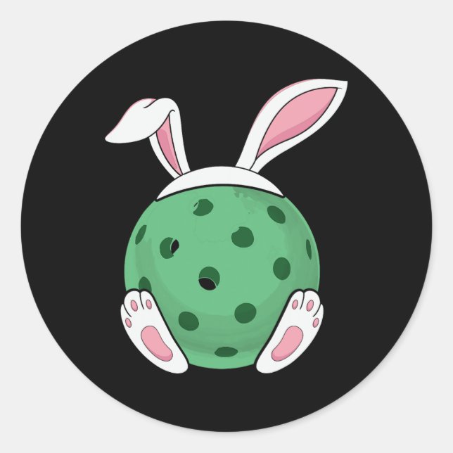 Sticker Rond Pickleball de lapin de Pâques - Fun Pickleball de  (Devant)