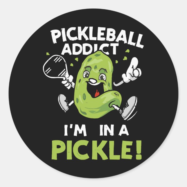 Sticker Rond Pickleball drôle (Devant)