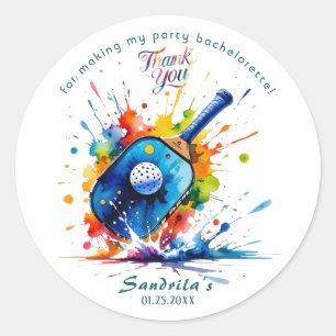 Sticker Rond Pickleball    Enterrement de vie de jeune fille 