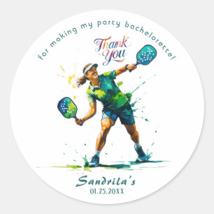 Sticker Rond Pickleball Enterrement de vie de jeune fille