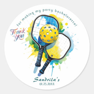 Sticker Rond Pickleball Enterrement de vie de jeune fille