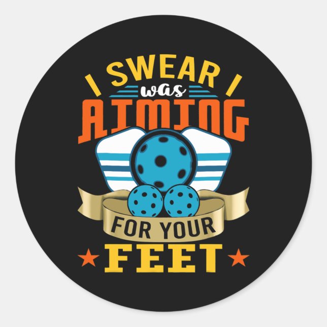 Sticker Rond Pickleball Funny Quotes Humorous Slogans Men (Devant)