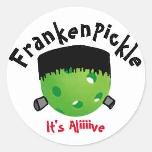 Sticker Rond Pickleball Halloween - FrankenPickle - It's Alive