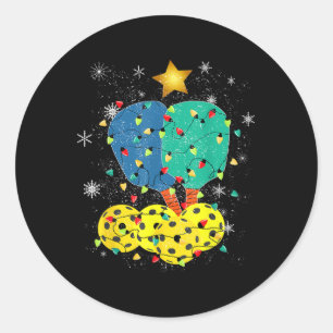 Sticker Rond Pickleball Noël Père Noël Pickleball X Mas Lumière