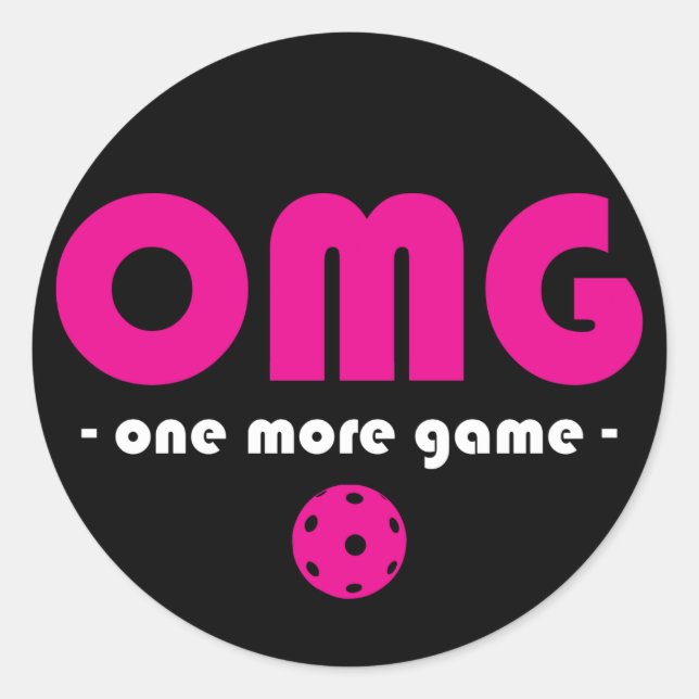 Sticker Rond Pickleball One More Jeu noir / rose (Devant)